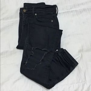 FreePeople black knee ripped high-rise jeans